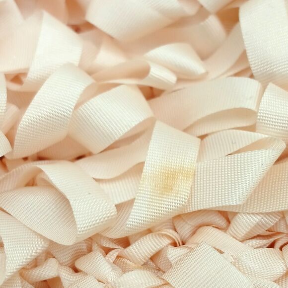 VTG Peach Knit Flapper Bonnet Hat Grosgrain Ribbon 1920s Beach Style Cap - Picture 9 of 11